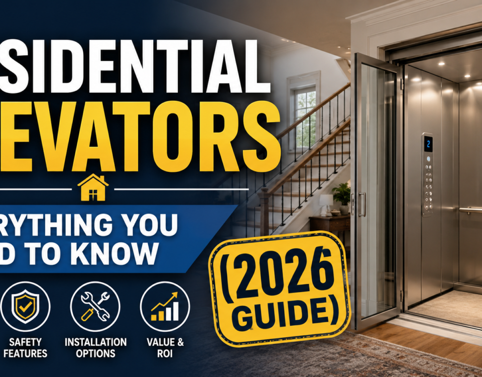 Modern residential elevator installed inside a luxury multi-story home with sleek interior design and accessibility features.